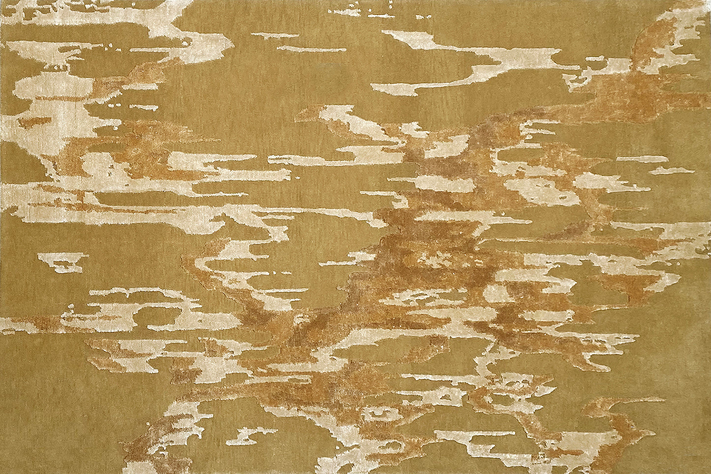 aplat tapis noué main jaune beige