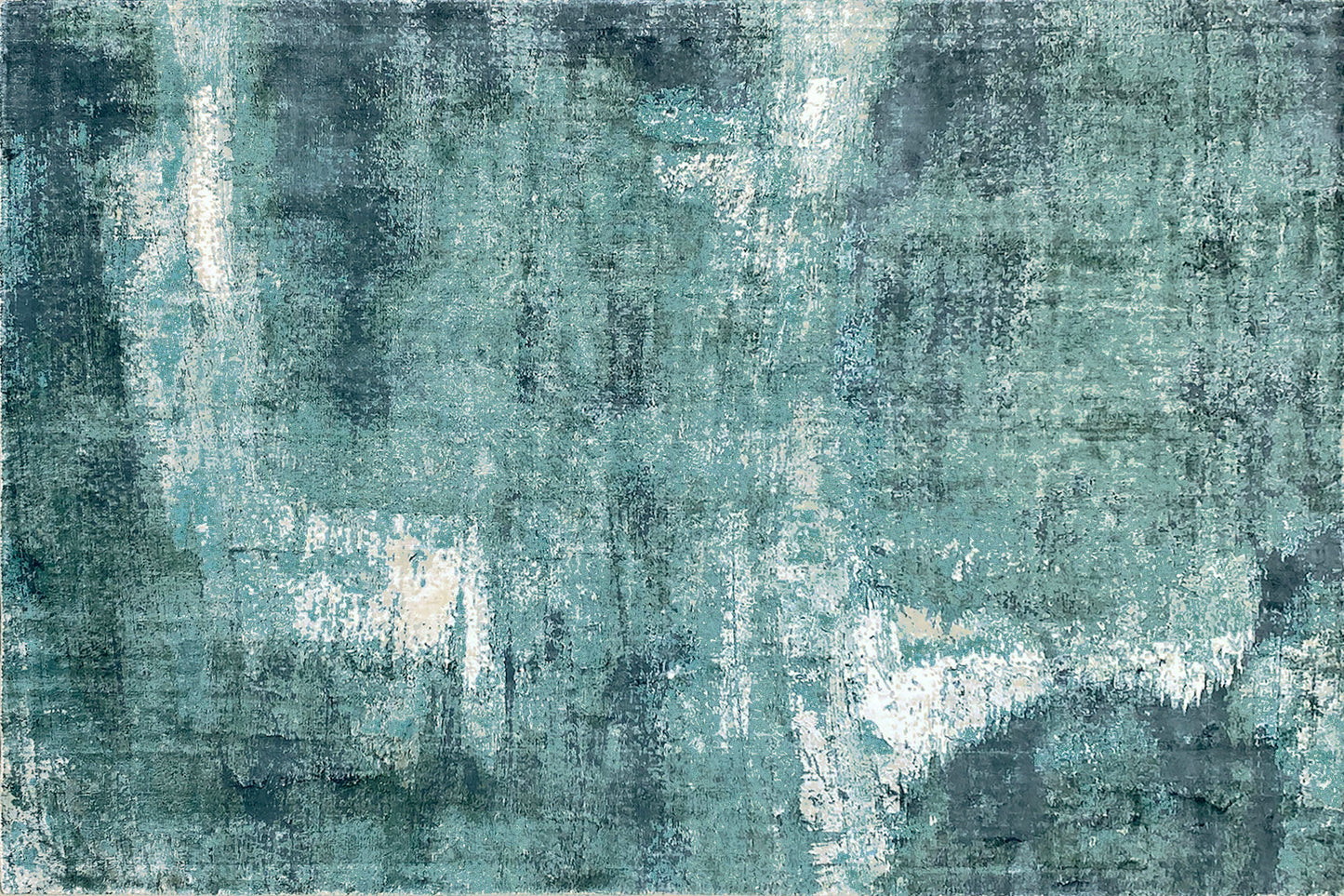 aplat tapis tissé et imprimé main bleu vert