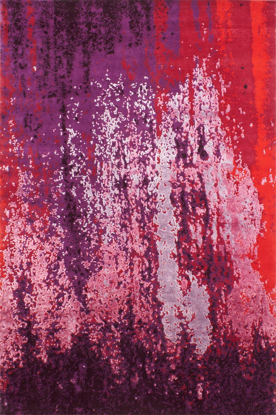 aplat tapis noué main rouge orange violet