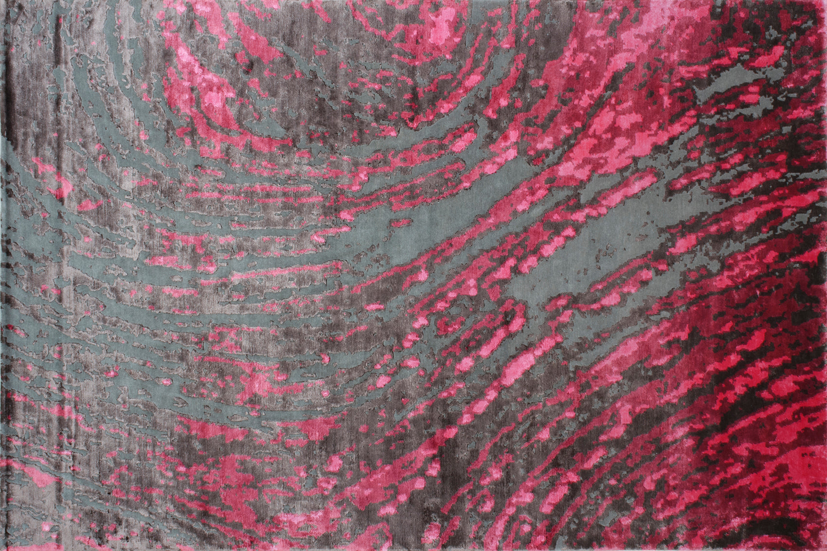 aplat tapis noué main rose marron vert