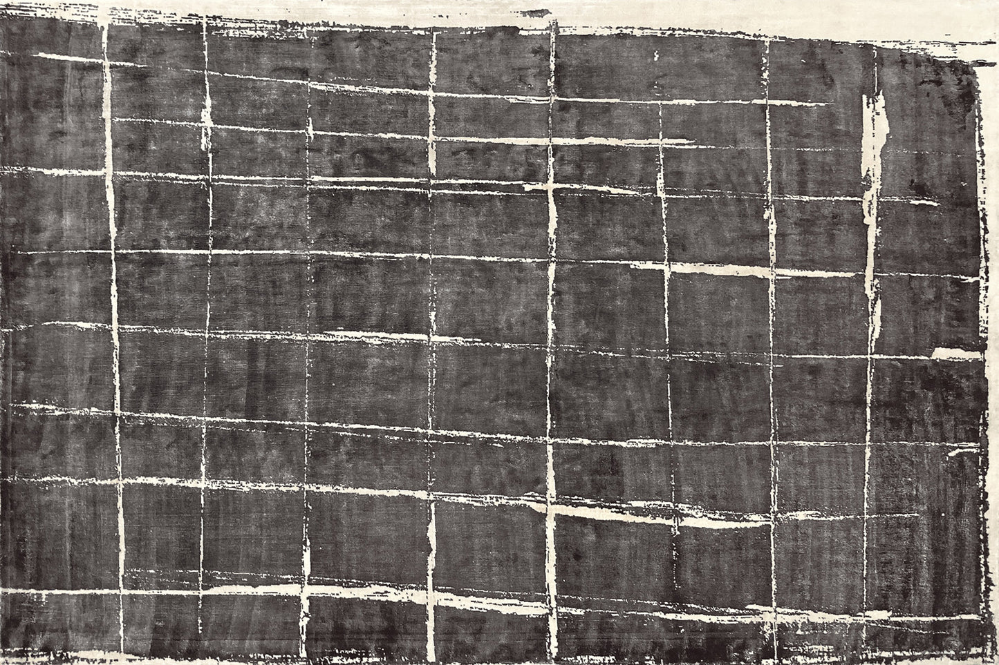 aplat tapis tissé et imprimé main noir écru gris blanc
