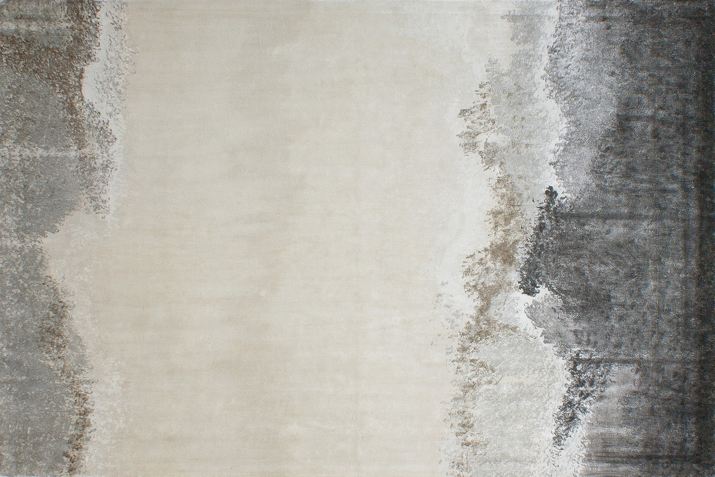 aplat tapis tissé et imprimé main noir gris beige écru