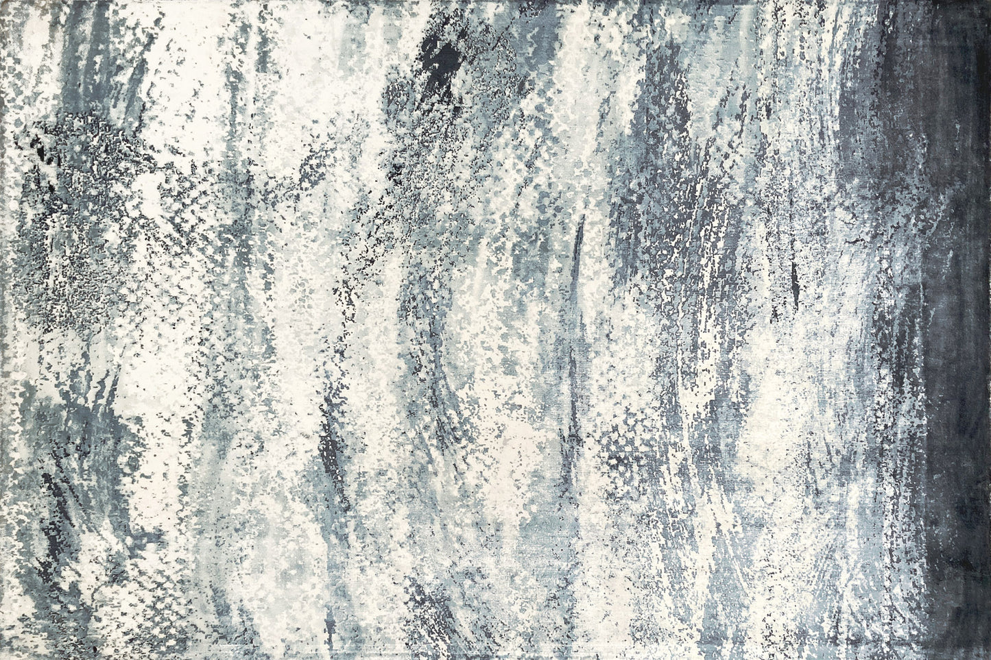 aplat tapis tissé et imprimé main bleu gris blanc