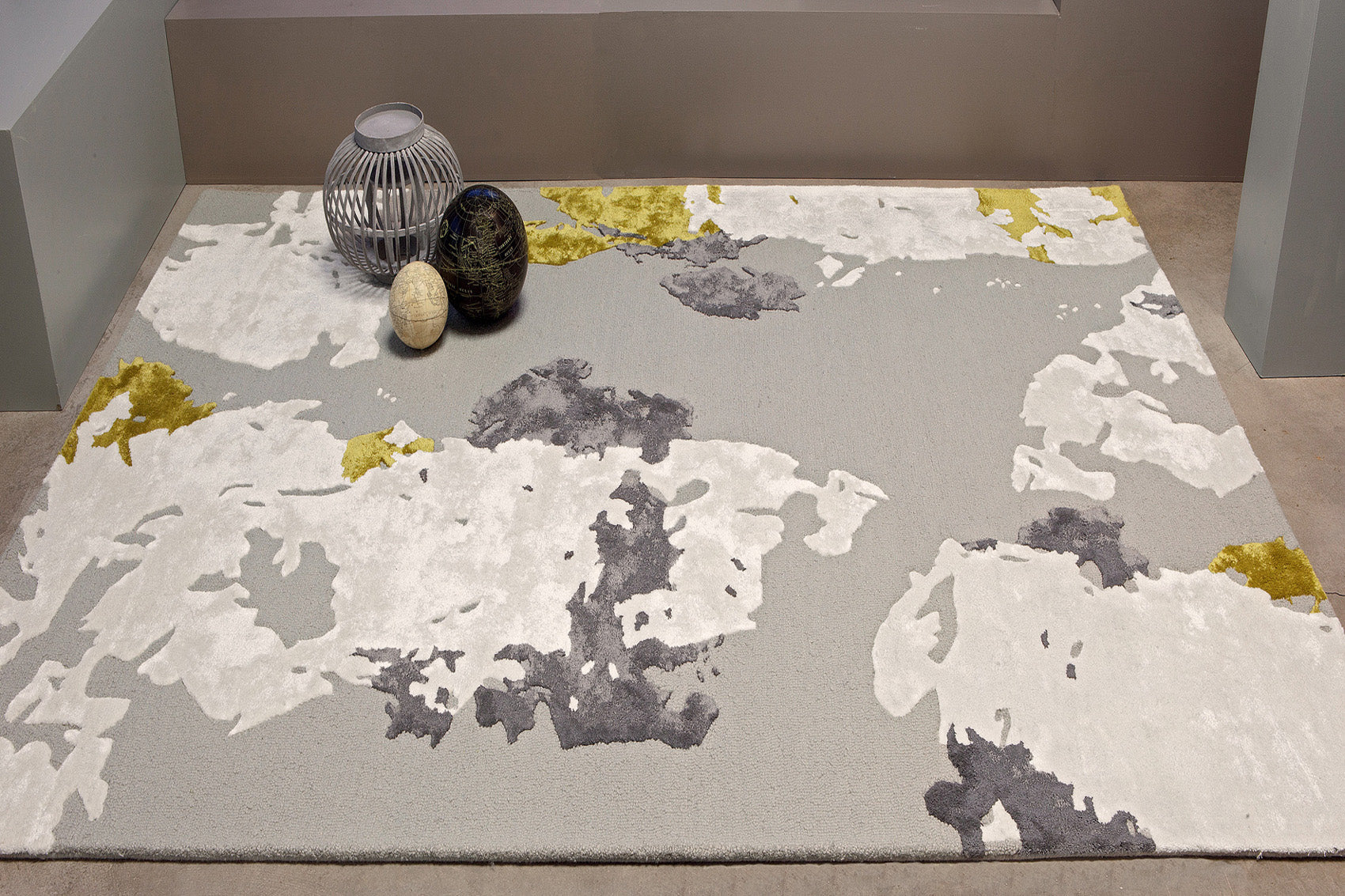 Tapis graphique Aurora 200x290cm Gris et Jaune – Bonne manière Tapis graphique Aurora 200x290cm Gris et Jaune – Bonne manière