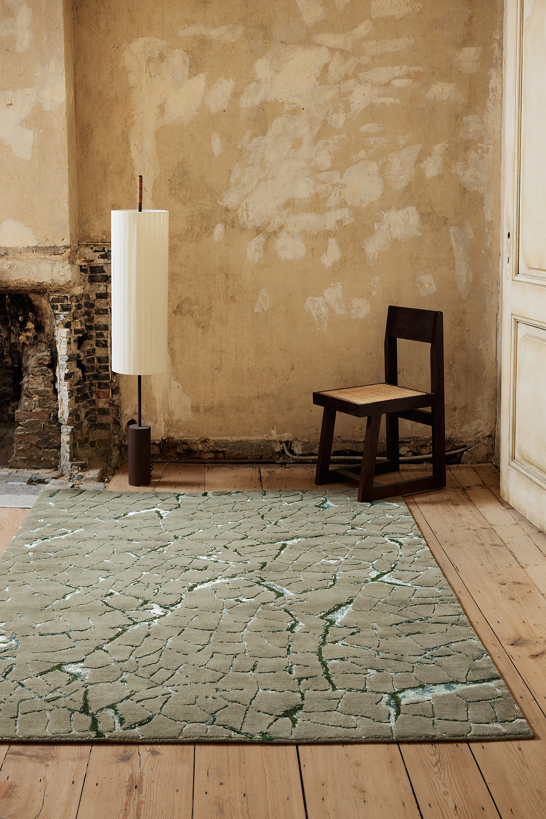blog ambiance tapis noué main gris vert