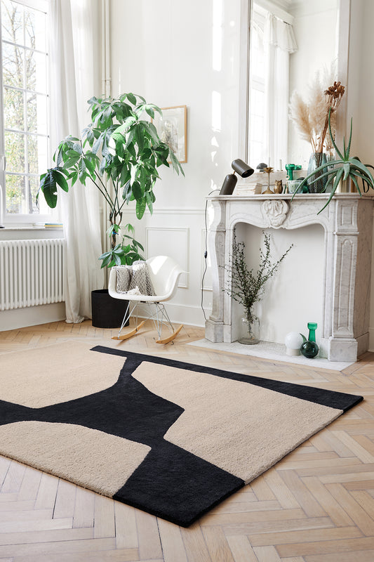 blog ambiance tapis tufté main noir écru 