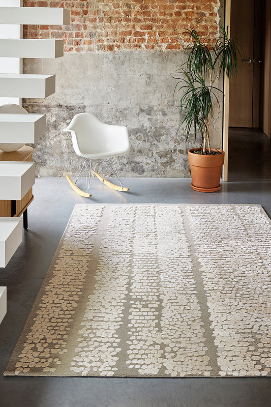 blog ambiance tapis tufté main beige blanc écru