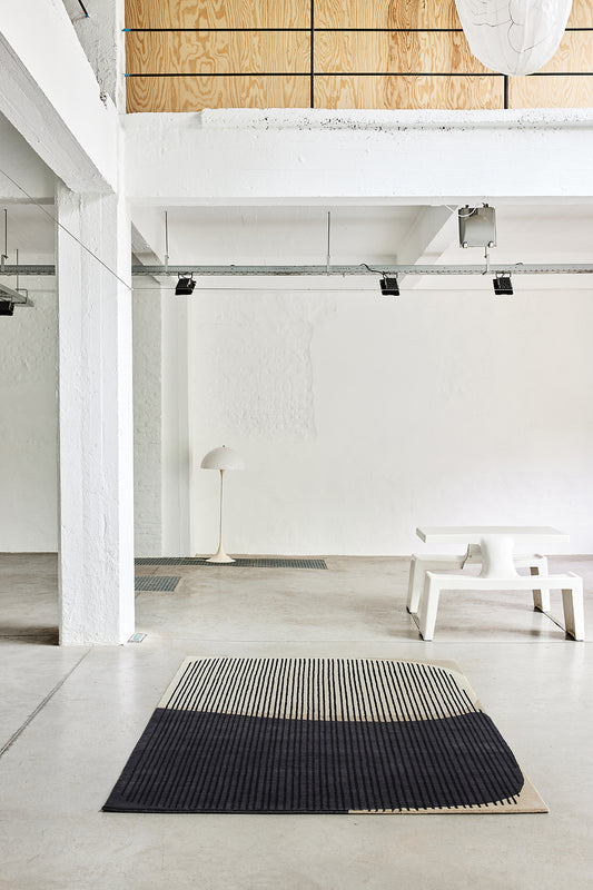 blog ambiance tapis noué main noir blanc beige