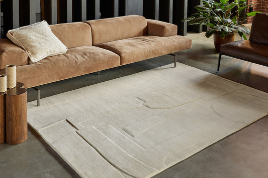 ambiance tapis tissé main écru 