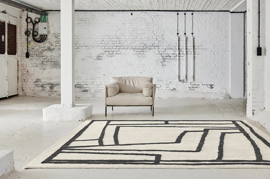 ambiance tapis noué main écru
