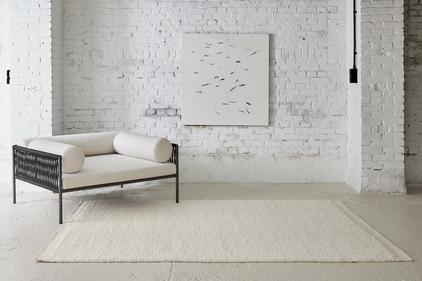 ambiance tapis tissé main blanc