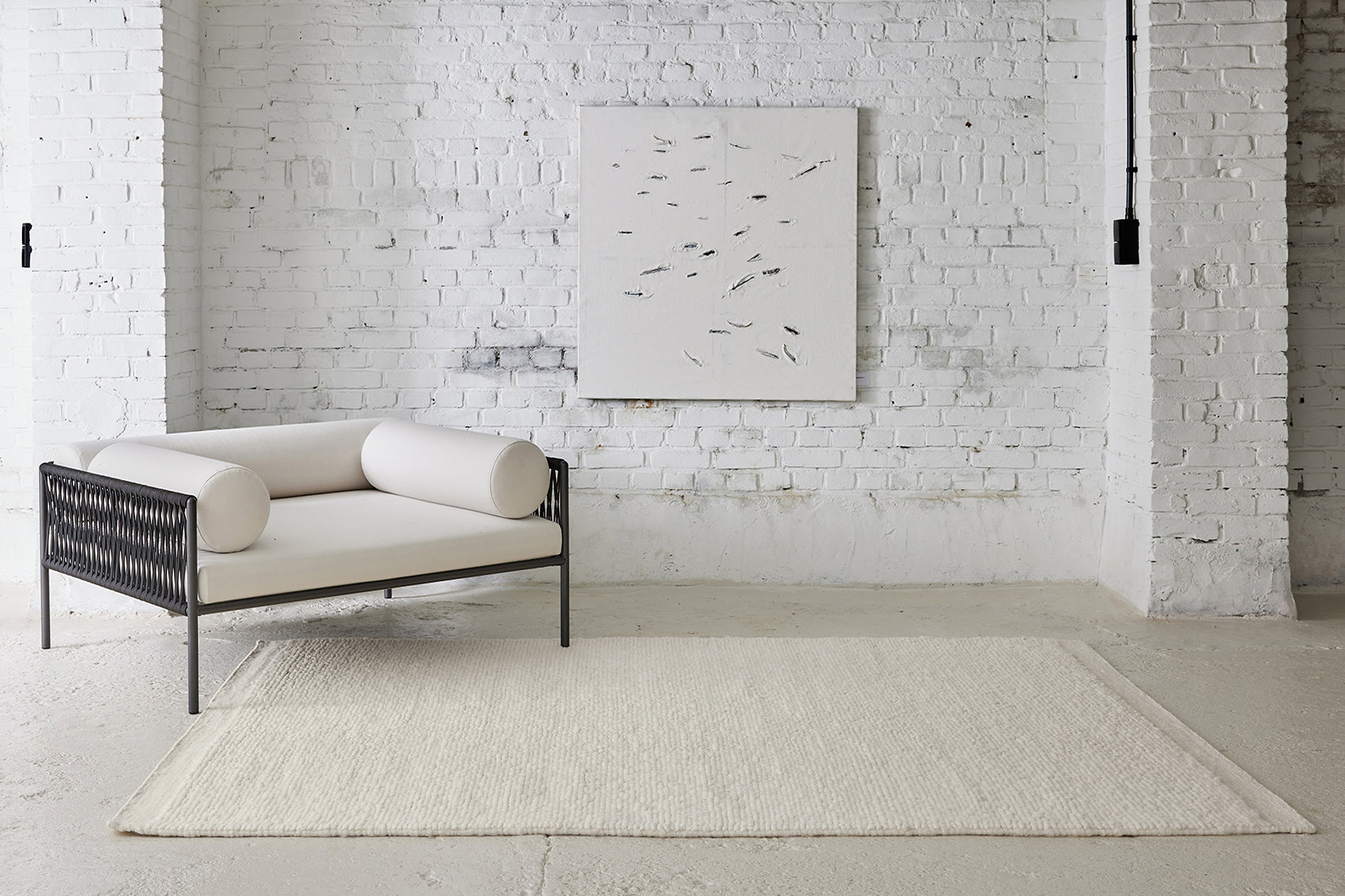 ambiance tapis tissé main blanc