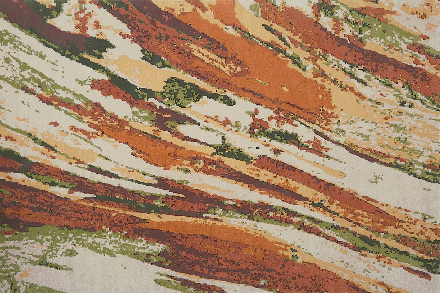aplat tapis noué main rouge marron vert blanc beige