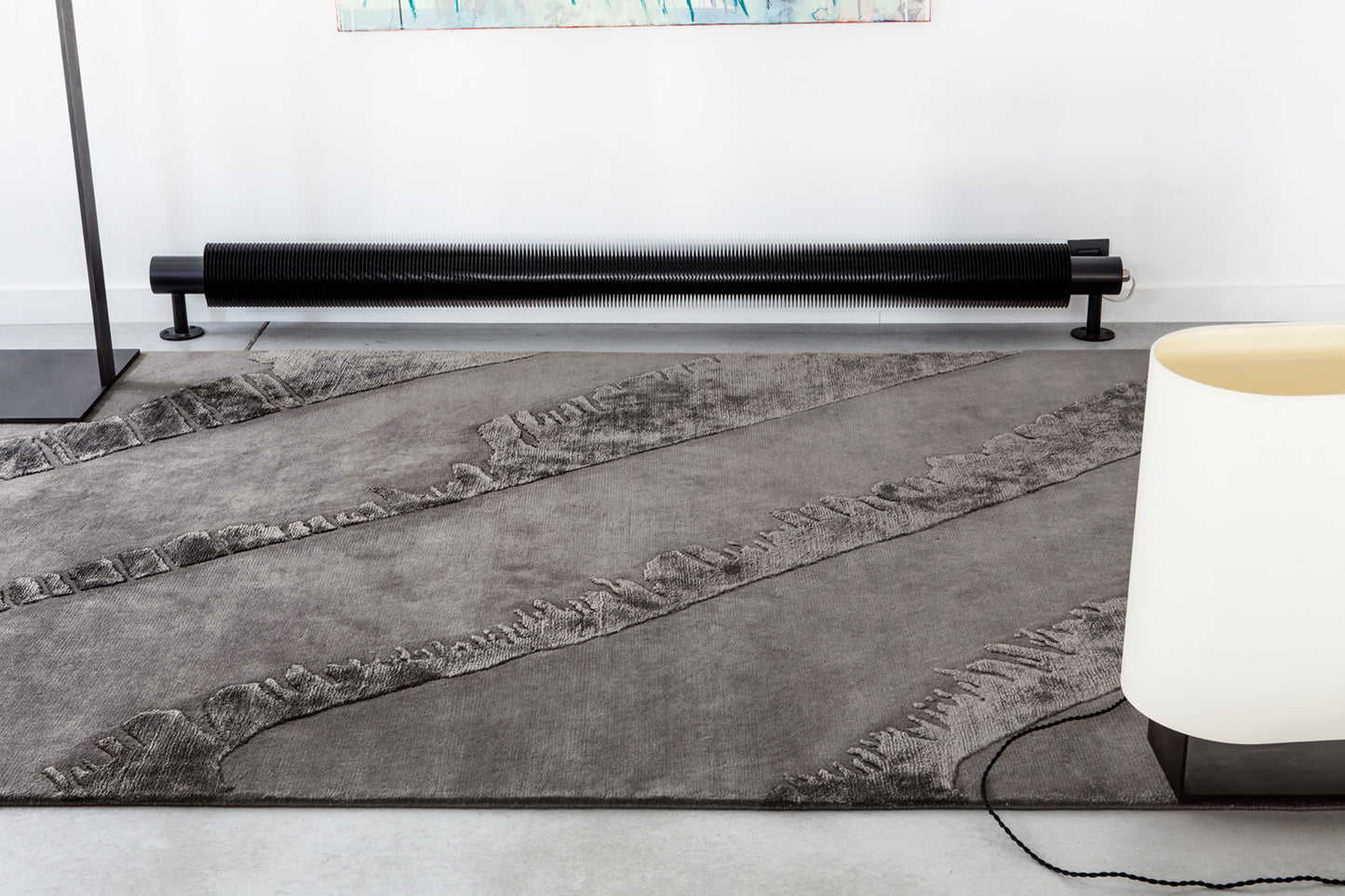 ambiance tapis noué main gris 
