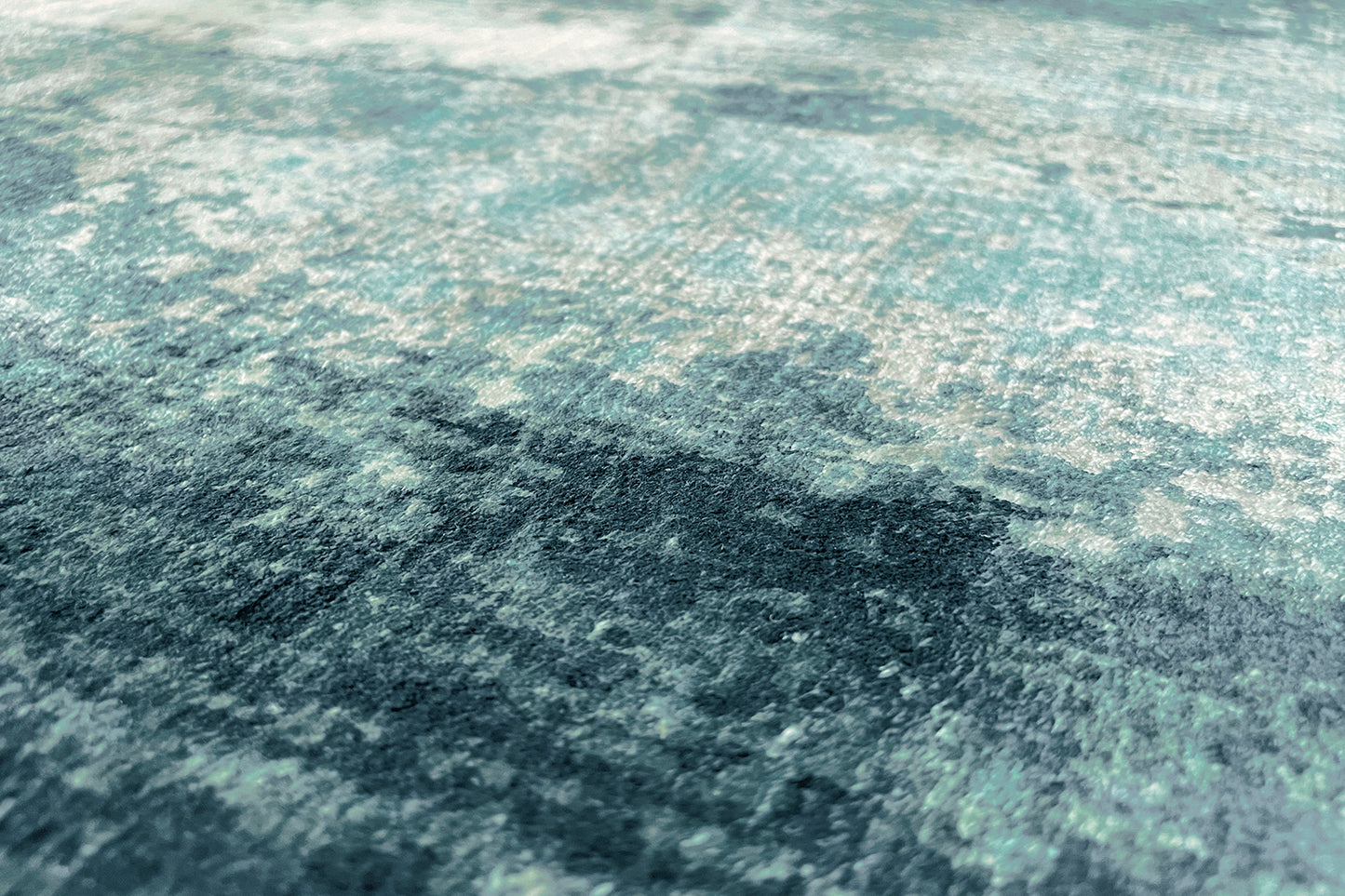 détails tapis tissé et imprimé main bleu vert
