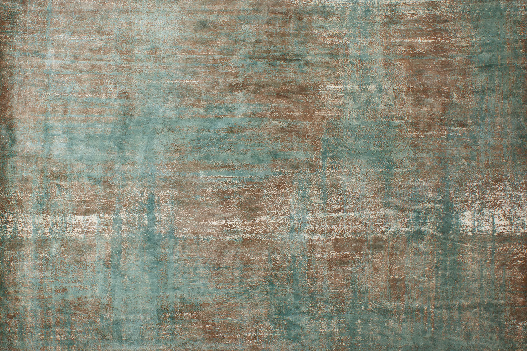 aplat tapis tissé et imprimé main bleu vert et marron