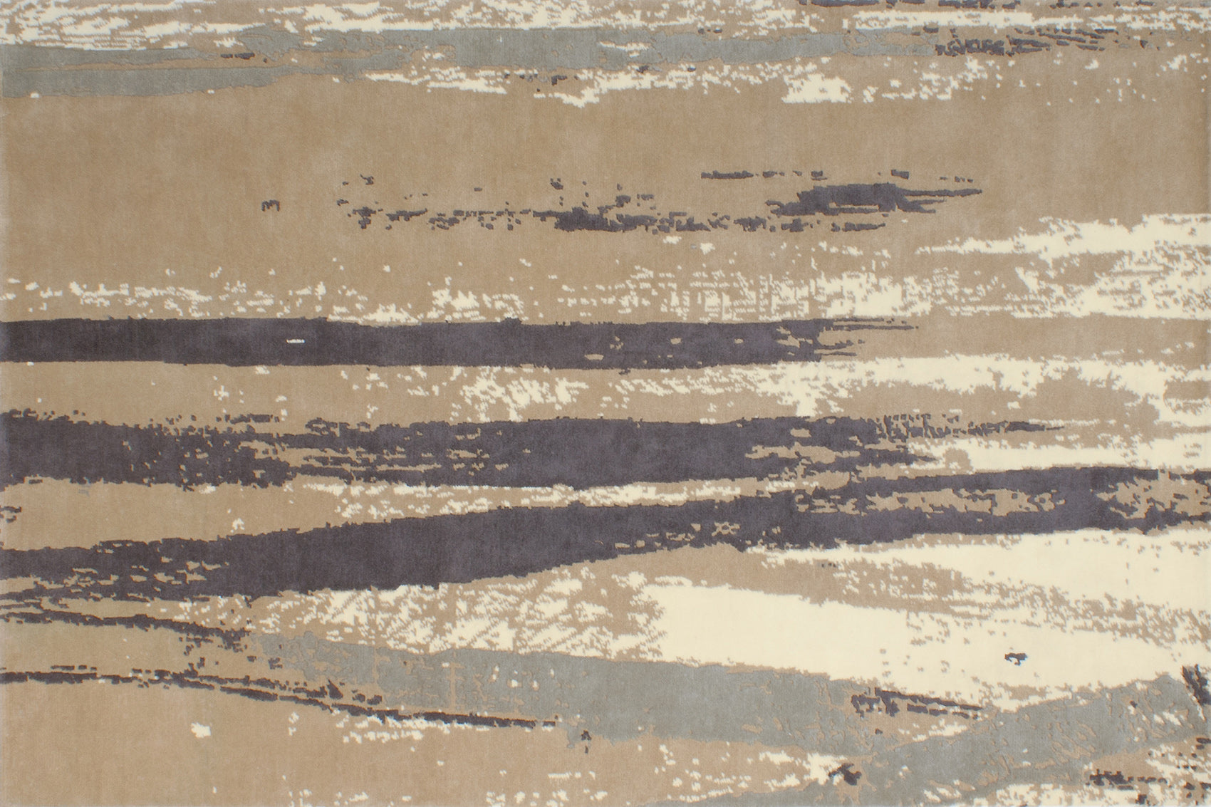 aplat tapis noué main beige gris et écru 