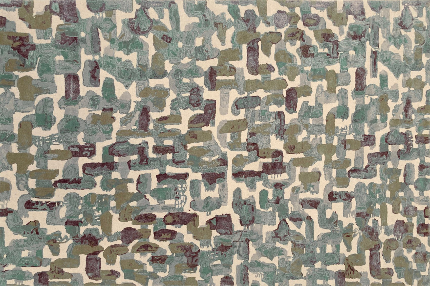 aplat tapis tufté main bleu gris vert