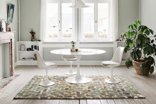 ambiance tapis tufté main bleu gris vert