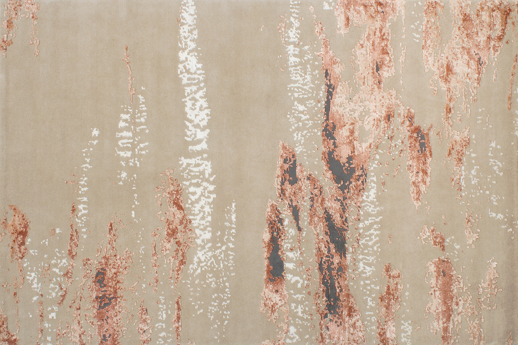 aplat tapis noué main terracotta rose beige