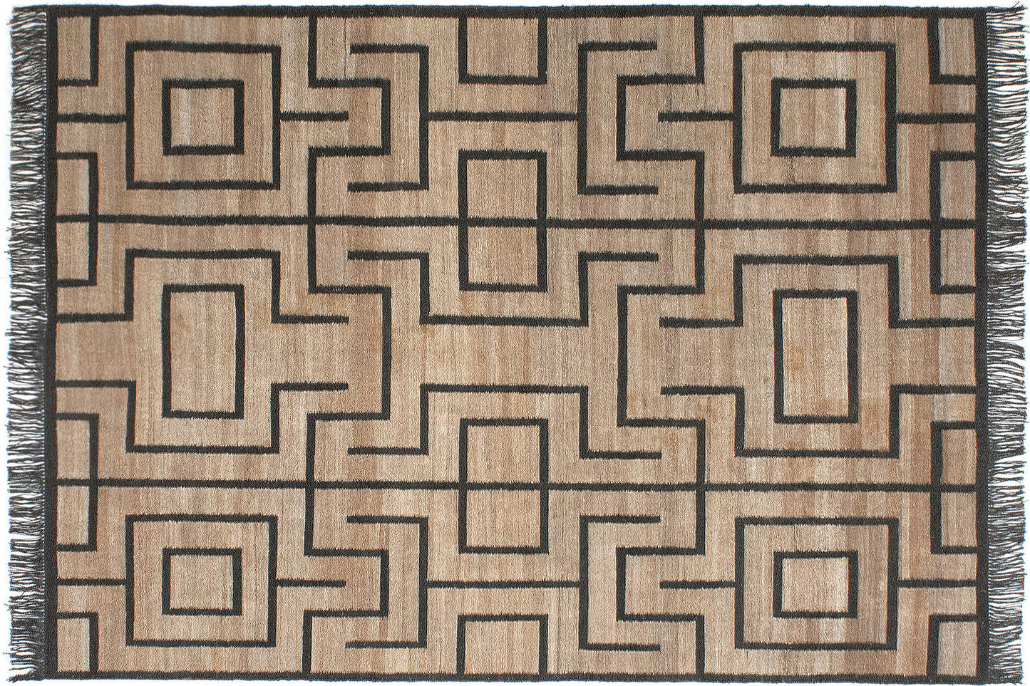 aplat tapis tissé main beige marron noir