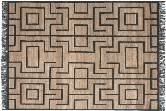 aplat tapis tissé main beige marron noir
