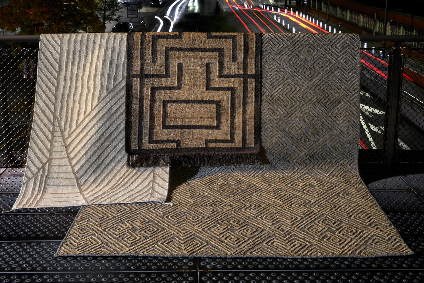 ambiance tapis tissé main beige écru