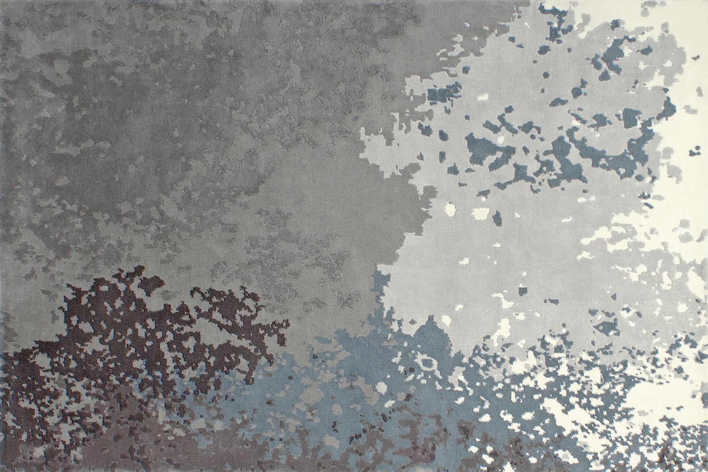 aplat tapis noué main bleu gris écru
