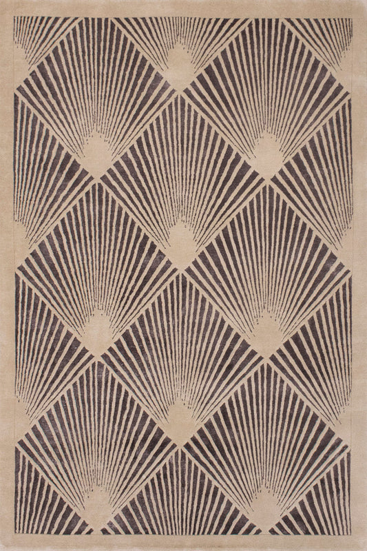 aplat tapis noué main beige gris