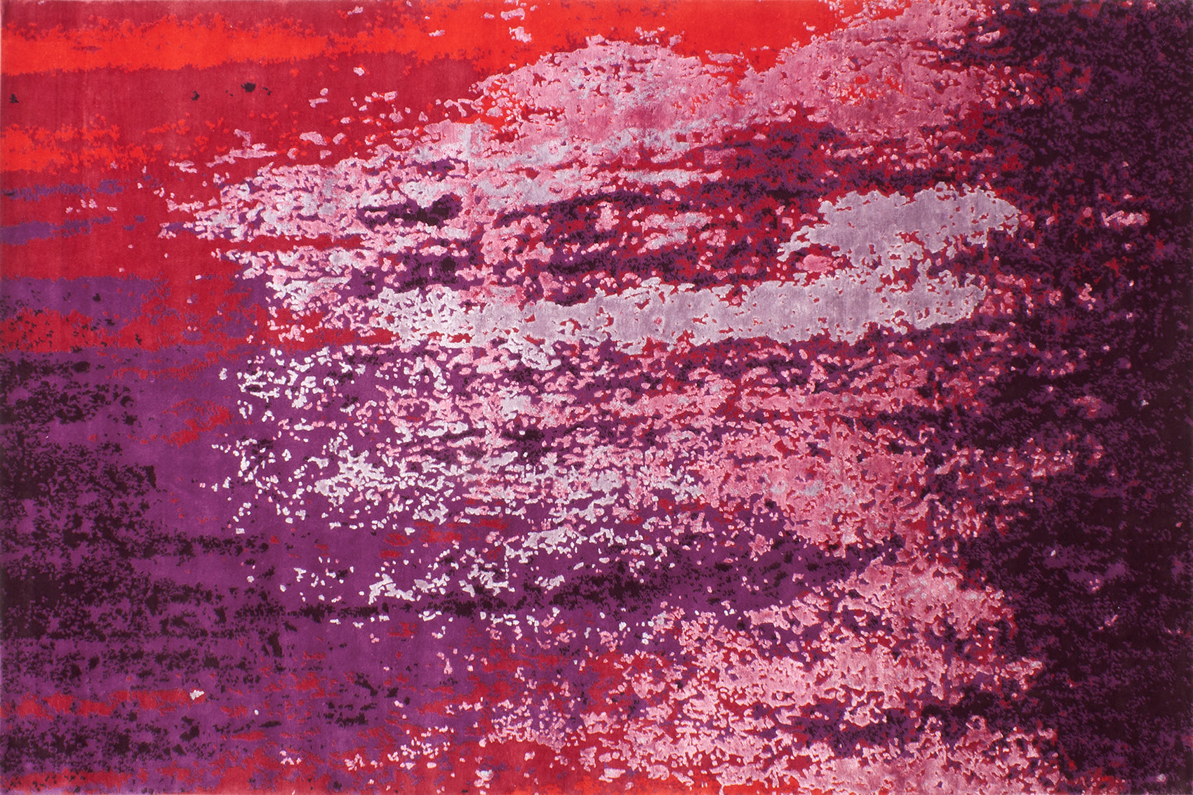 aplat tapis noué main rouge orange violet