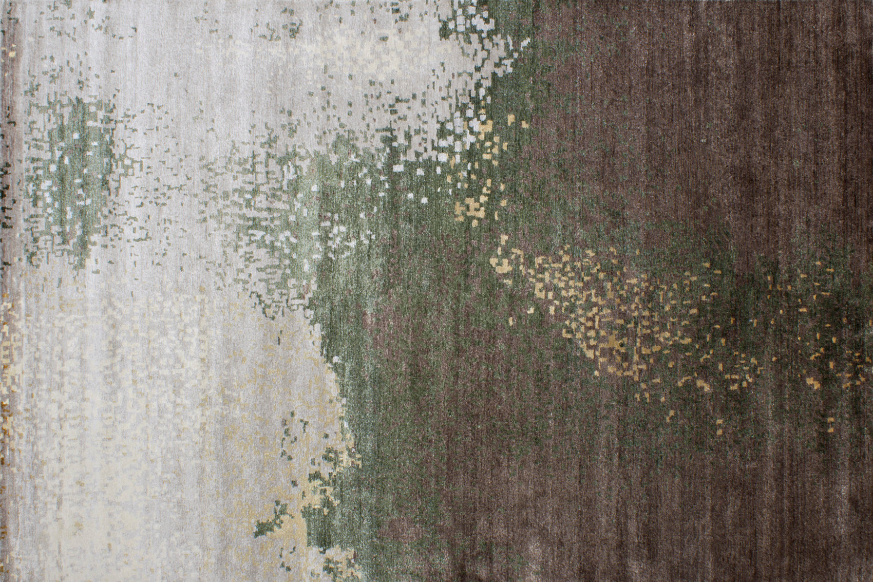 aplat tapis noué main beige marron vert