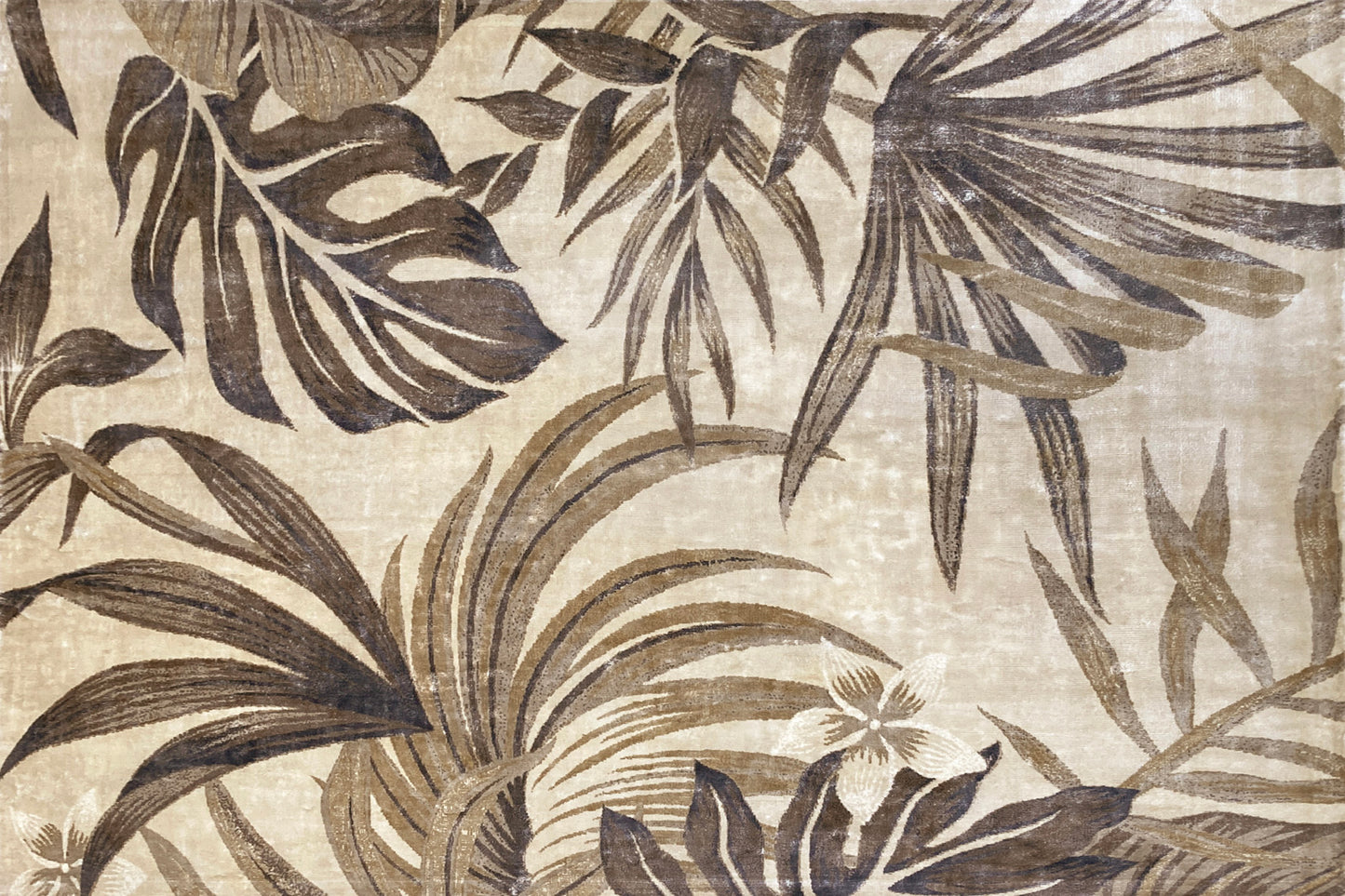 aplat tapis tissé et imprimé main bleu écru beige écru marron