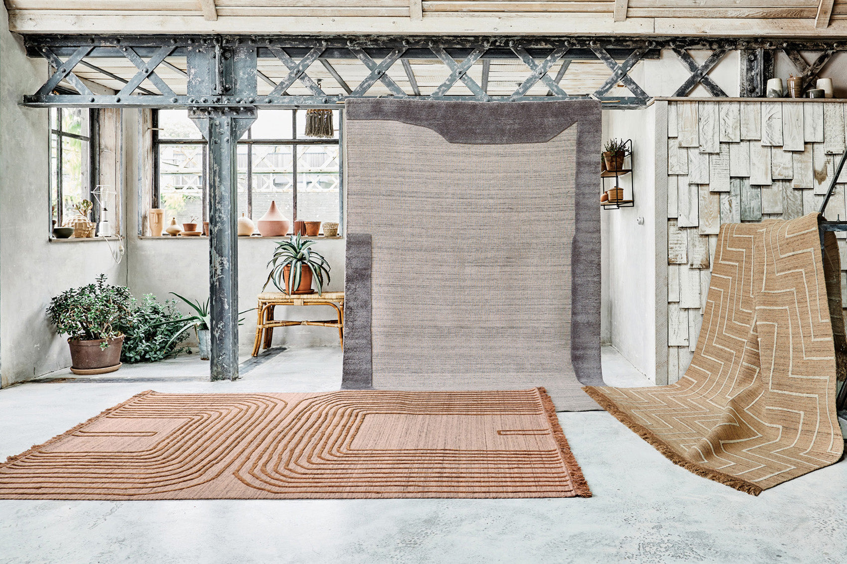 ambiance tapis tissé main gris