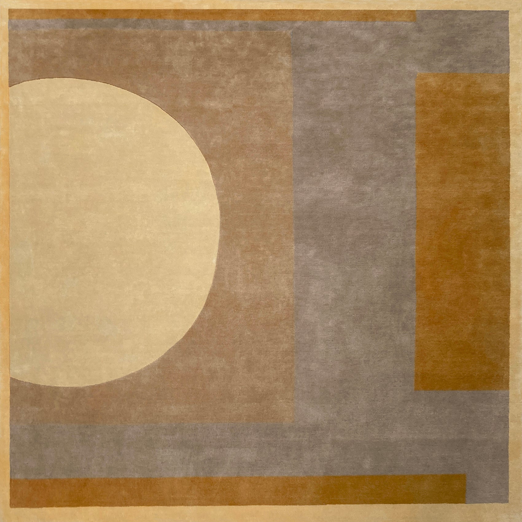 aplat tapis noué main jaune beige gris