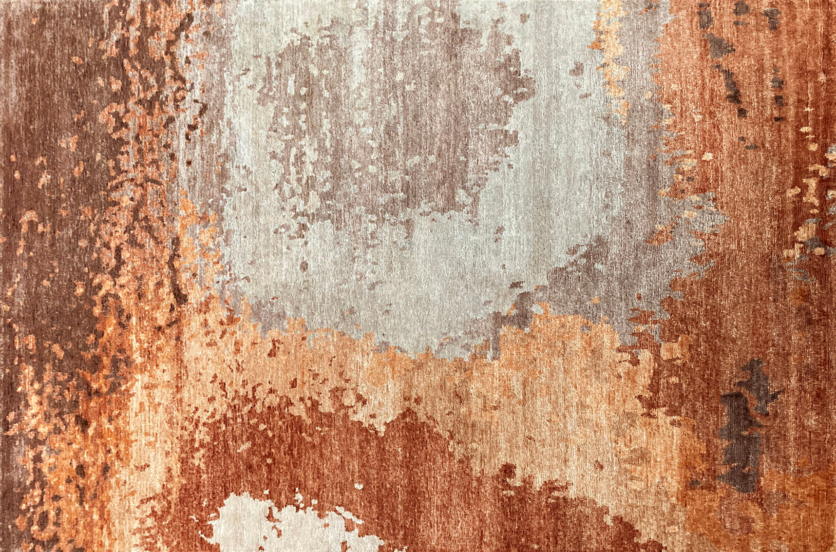 aplat tapis noué main orange marron terracotta