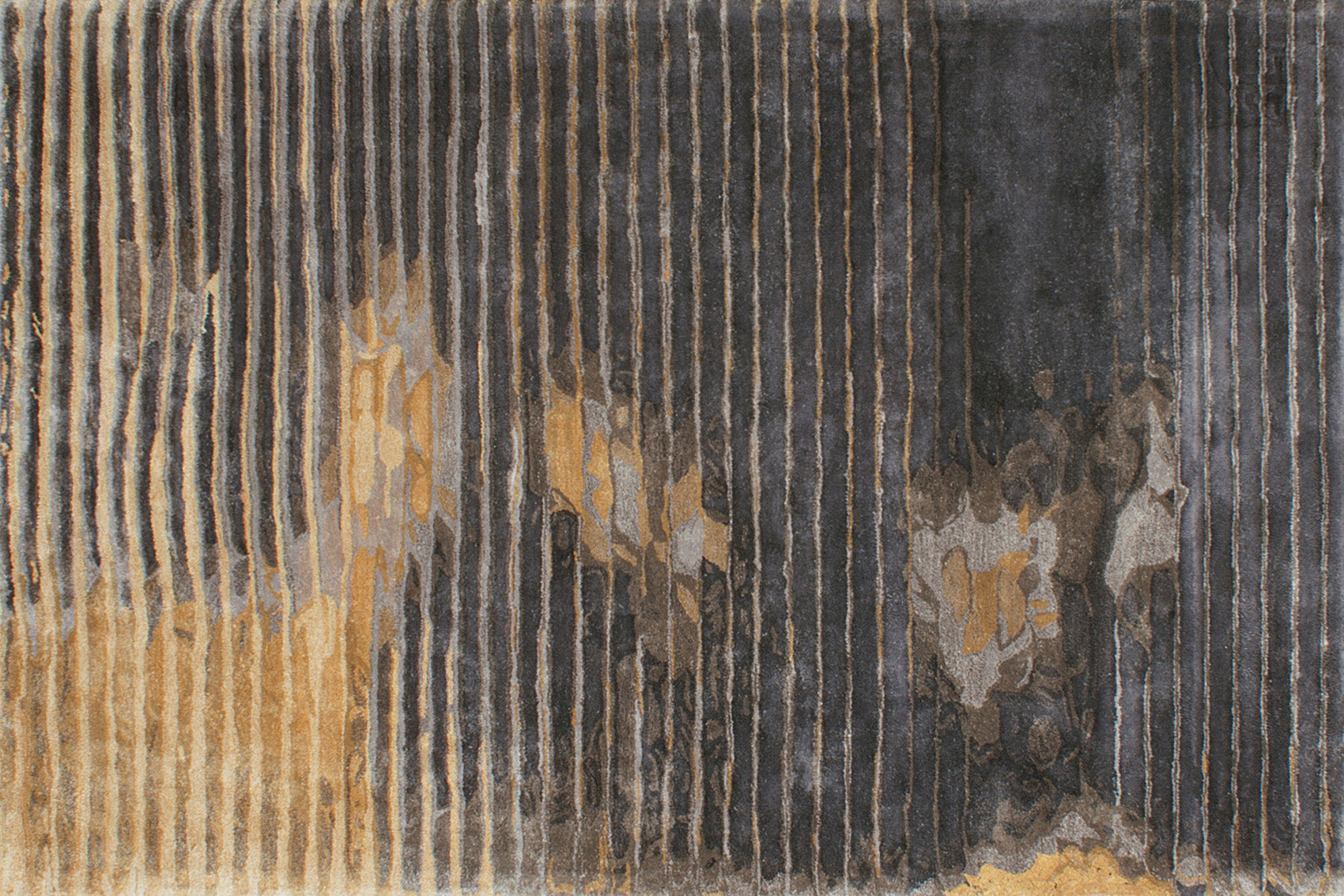 aplat tapis tufté main marron gris jaune