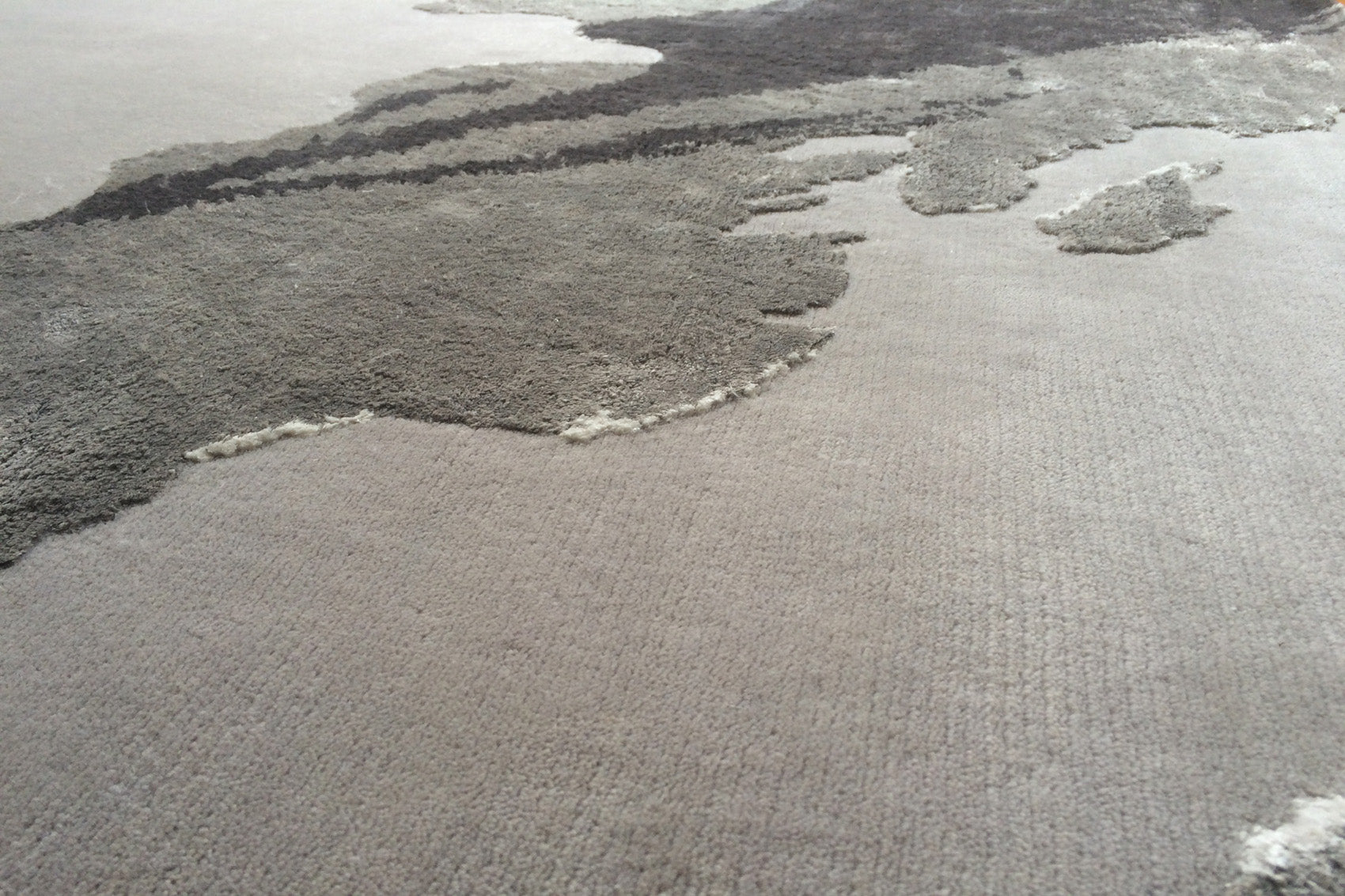 détails tapis noué main gris noir écru