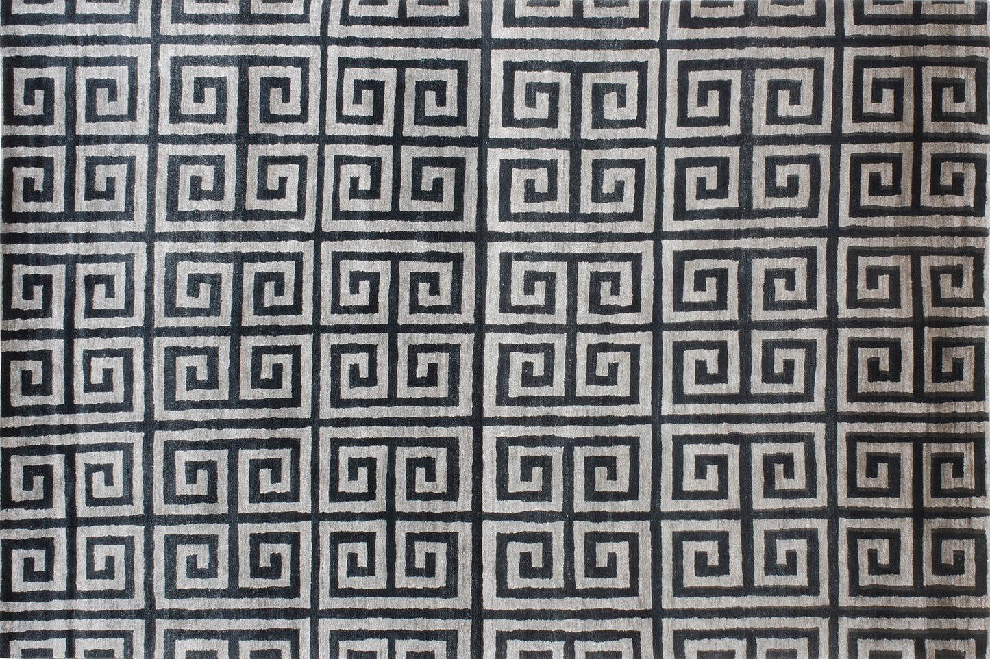 aplat tapis noué main noir gris beige 