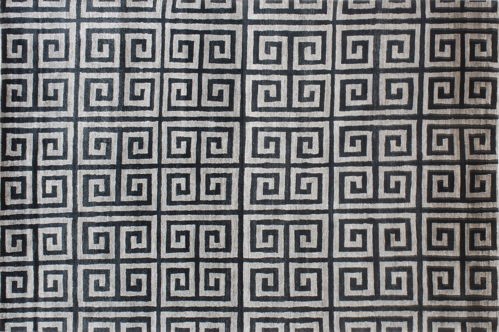 aplat tapis noué main noir gris beige 