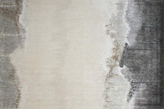 aplat tapis tissé et imprimé main noir gris beige écru