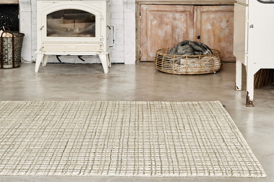 ambiance tapis tissé main gris beige écru