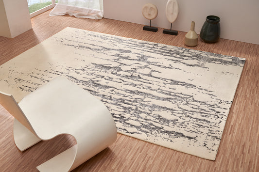 ambiance tapis noué main écru gris