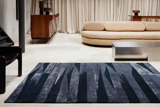 ambiance tapis tufté main gris noir