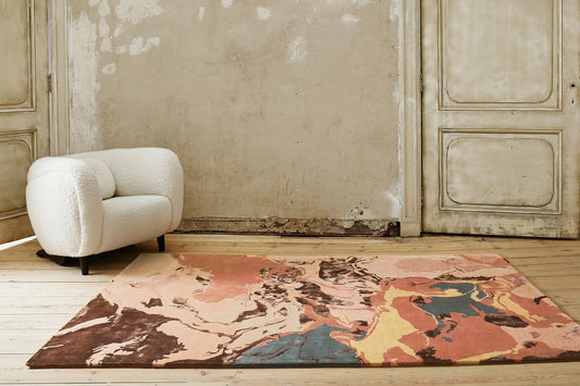 ambiance tapis tufté main multicolore terracotta marron jaune