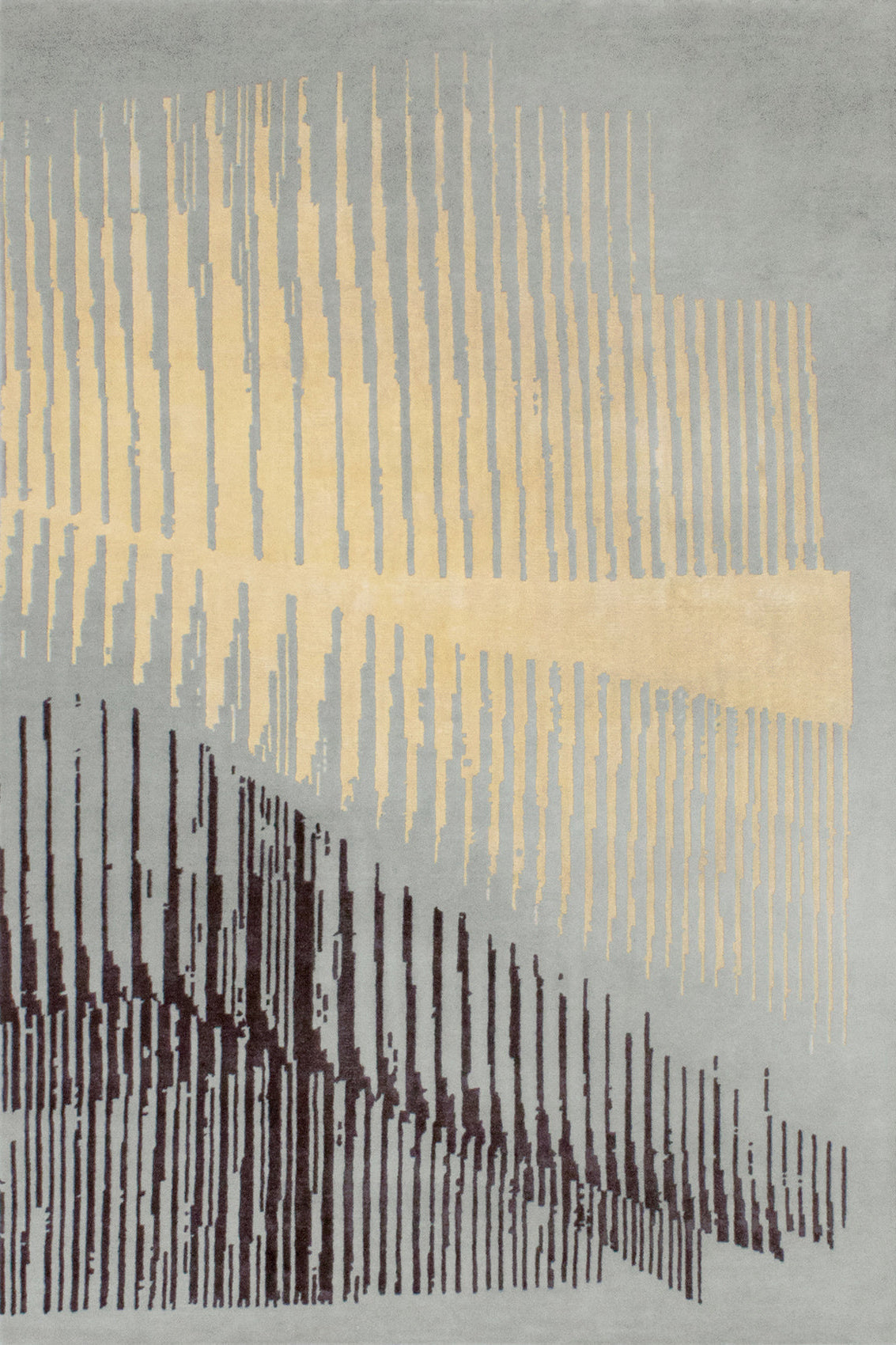 aplat tapis noué main bleu jaune marron