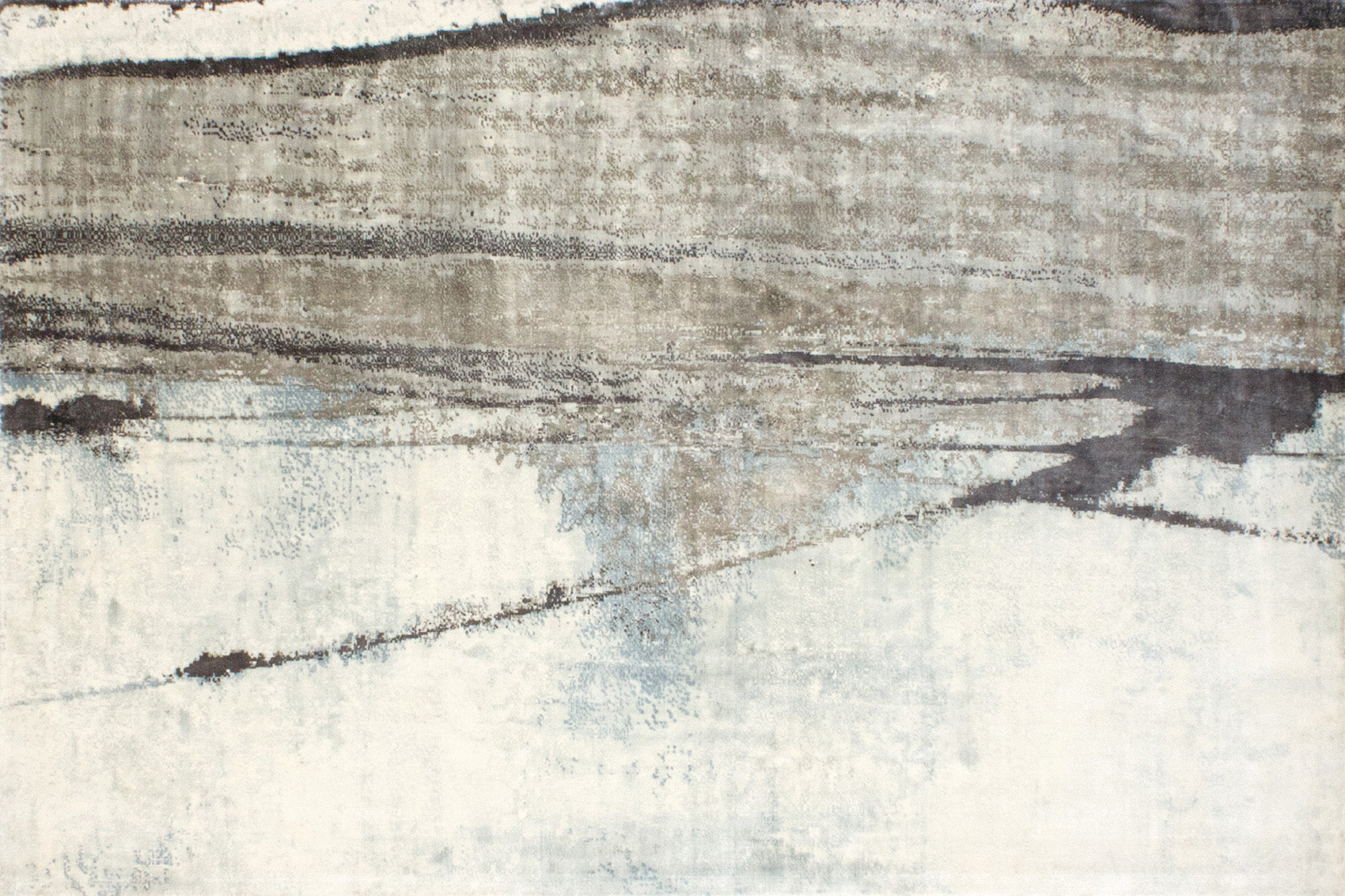 aplat tapis tissé et imprimé main bleu gris écru