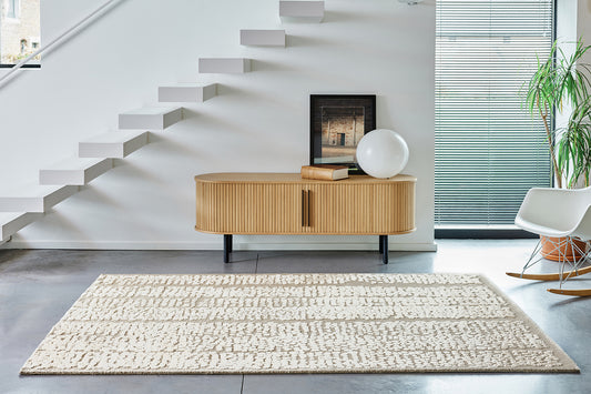 ambiance tapis tufté main beige blanc écru
