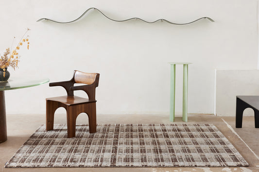 ambiance tapis tufté main beige écru marron