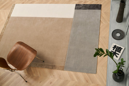 ambiance tapis tissé main écru beige multicolore gris