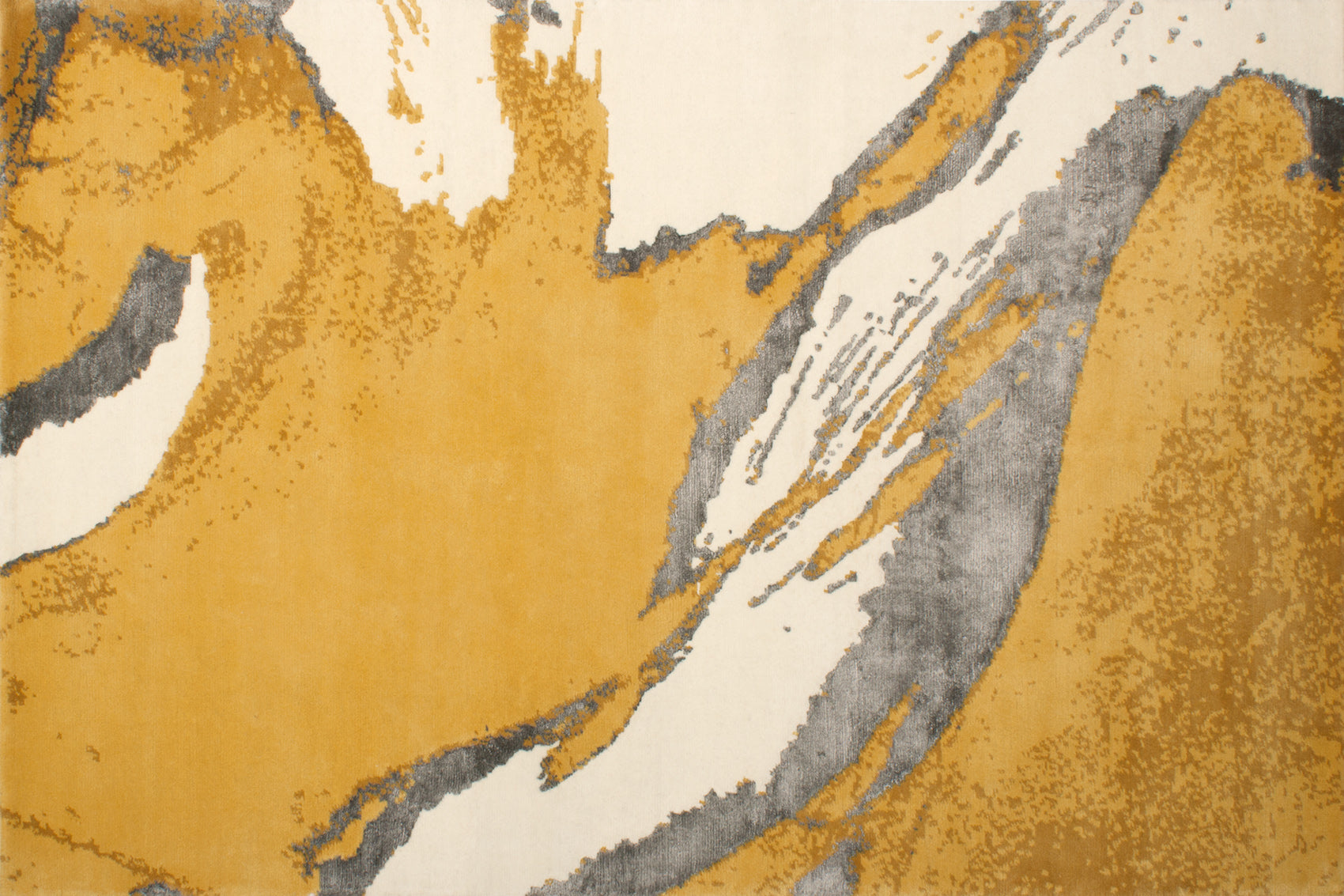 aplat tapis noué main gris jaune écru
